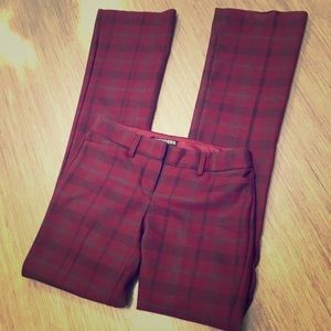 EXPRESS red plaid wool pants. Columnist cut. 00R